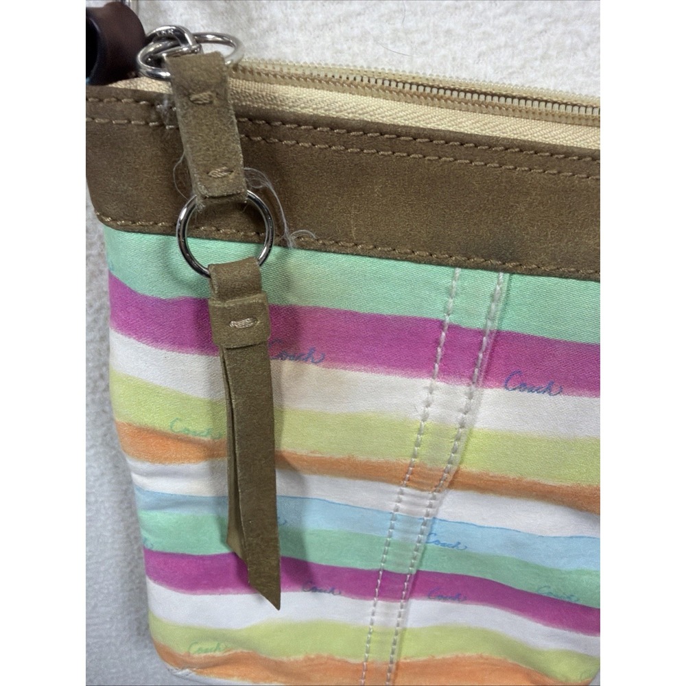 Coach Hampton Watercolor Striped Crossbody Bag Multicolor Canvas Suede F10718 - Picture 2 of 12